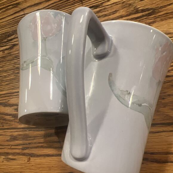 TWO Portmeirion Seasons FLOWERS By Susan Williams-Ellis Blue Mugs 4.5" TALL EXC! - Picture 5 of 7